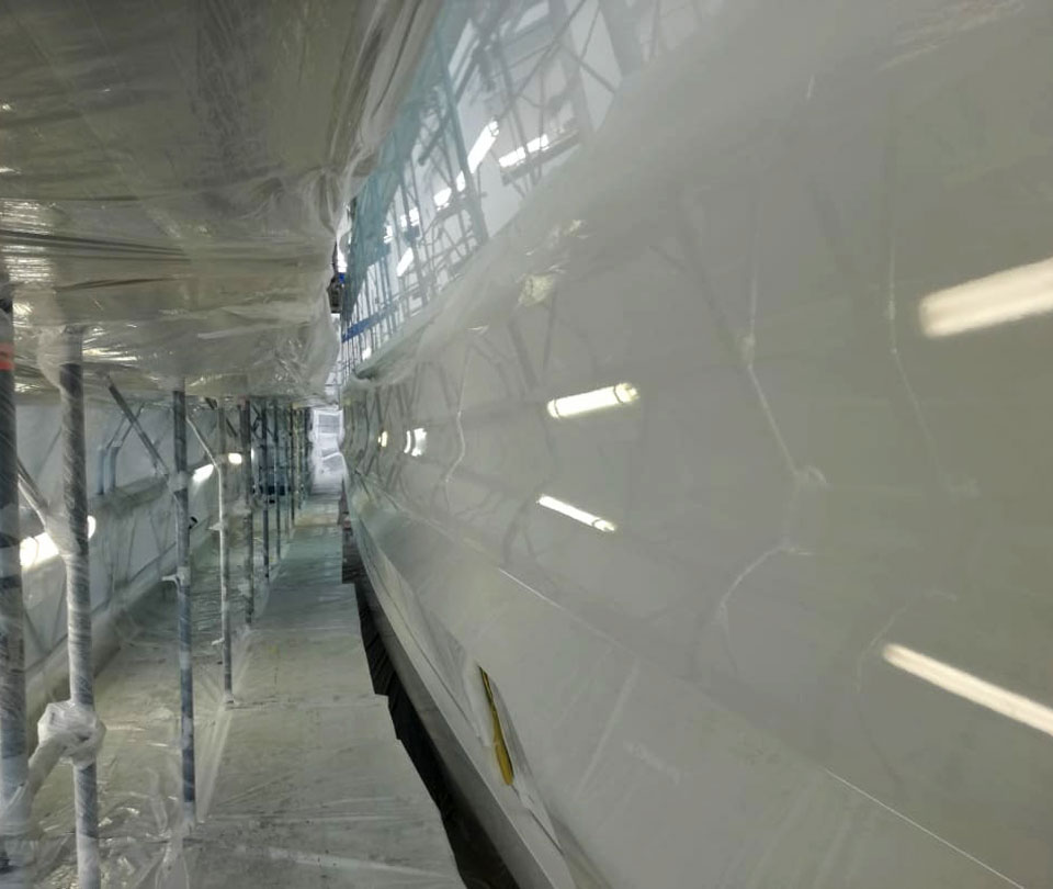 mangusta superyacht in the yard